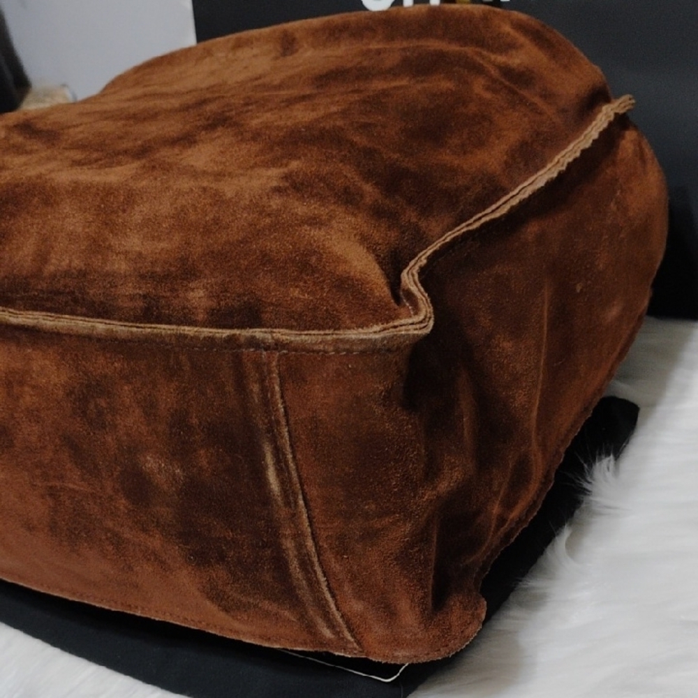 Authentic CHANEL Vintage Brown Suede Tote Handbag W Dust Bag - Picture 9 of 16